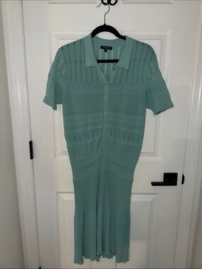 Marciano Light Teal Knit Button-Front Maxi Dress